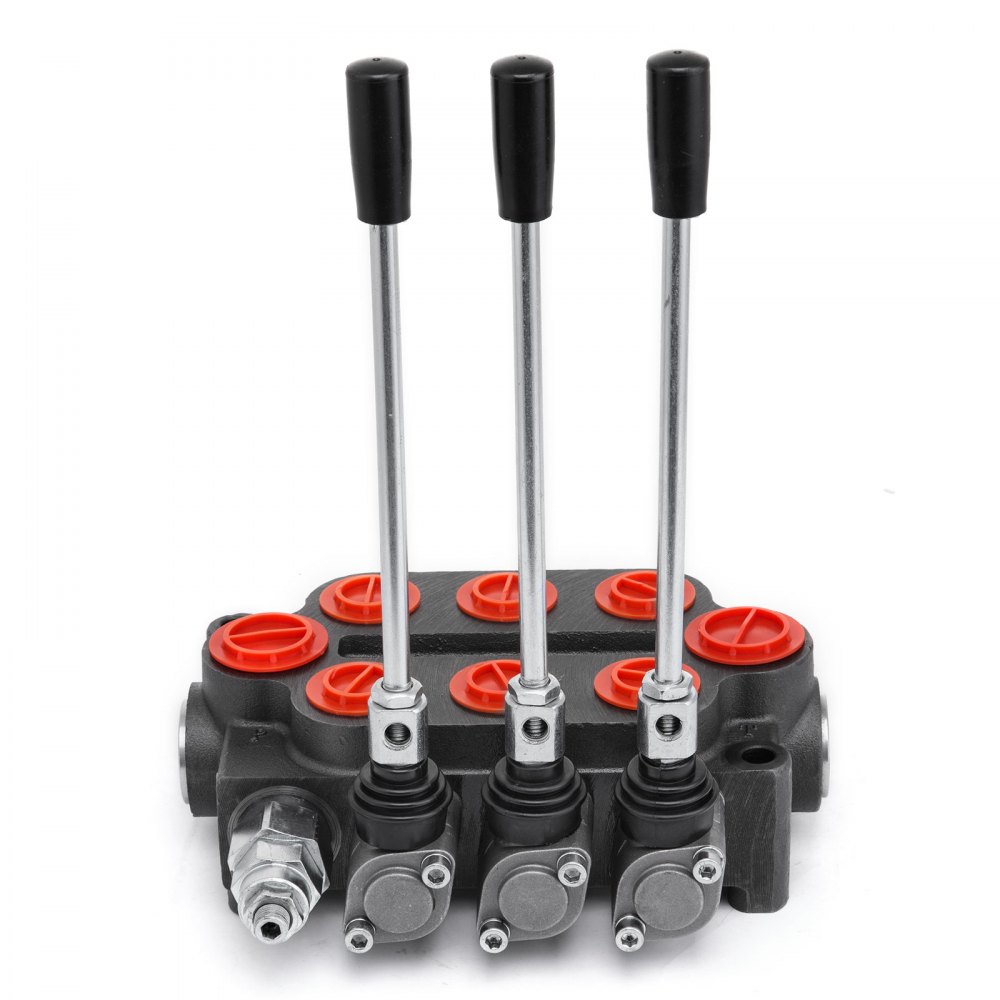 Válvula De Control Direccional Hidráulica 3 Carrete Cilindro Doble Efecto 25 Gpm