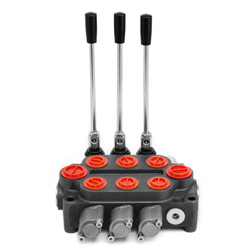 Válvula De Control Direccional Hidráulica 3 Carrete Cilindro Doble Efecto 25 Gpm
