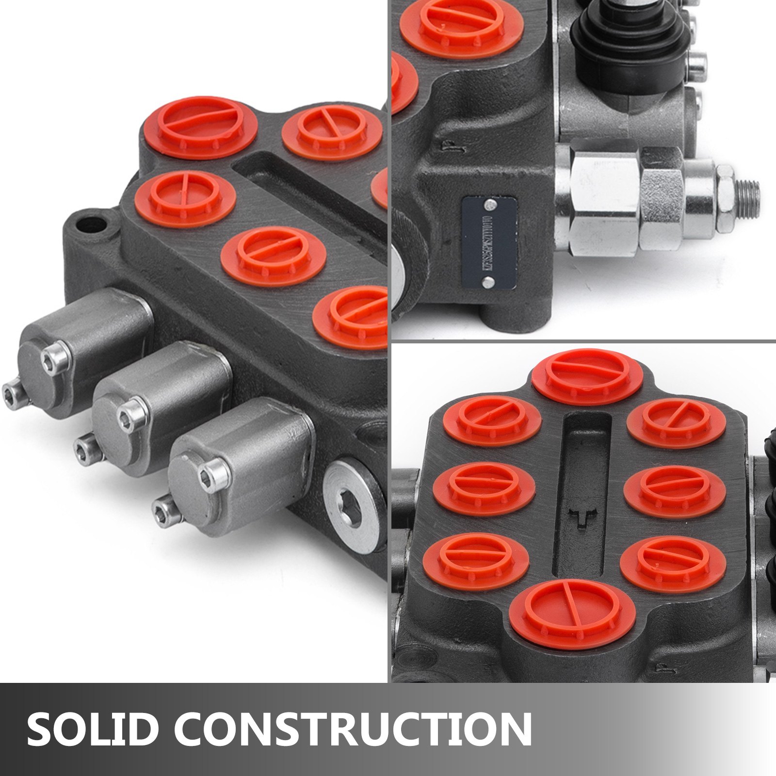 Válvula De Control Direccional Hidráulica 3 Carrete Cilindro Doble Efecto 25 Gpm