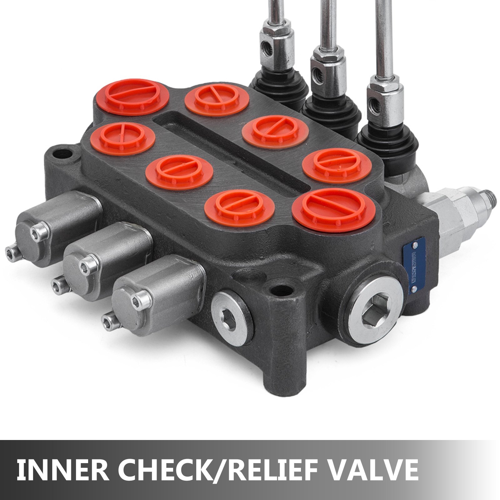 Válvula De Control Direccional Hidráulica 3 Carrete Cilindro Doble Efecto 25 Gpm