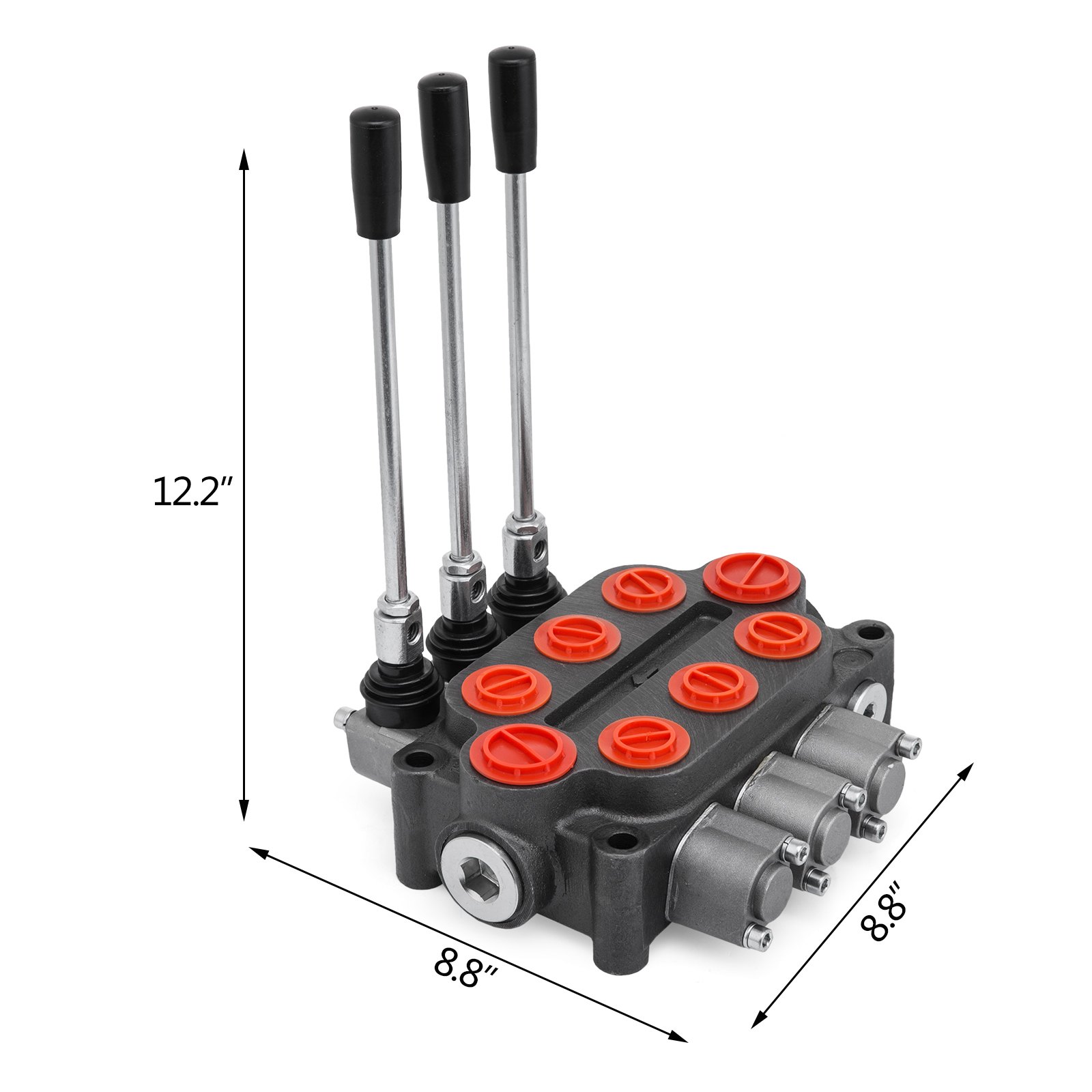 Válvula De Control Direccional Hidráulica 3 Carrete Cilindro Doble Efecto 25 Gpm