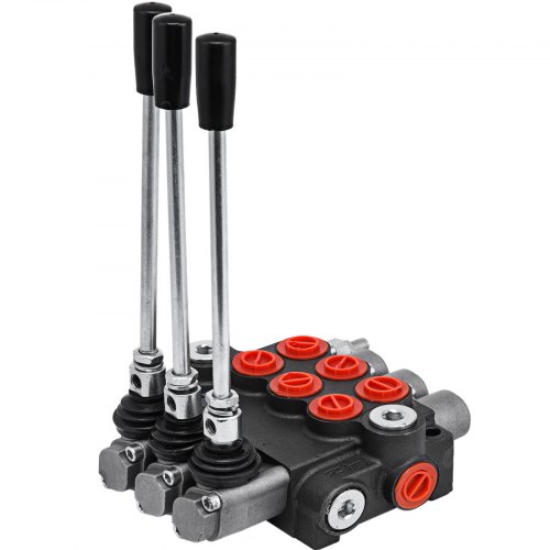VEVOR Válvula de Control Direccional Hidráulica de 3 Carretes Puertos SAE de Doble Efecto de 11 GPM, Válvula Control Hidráulico 12,2" x 8" x 6,6 cm, Válvula Hidráulica Válvula de Alivio Ajustable