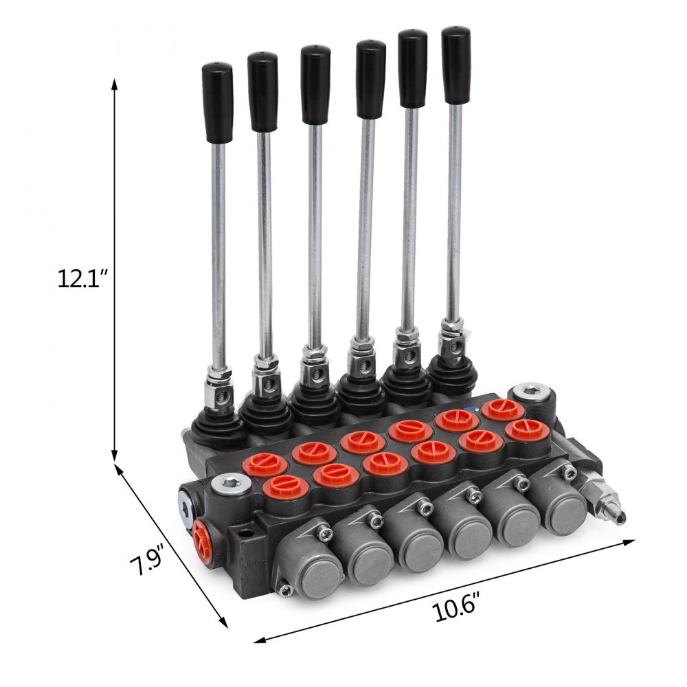 6 Carrete Válvula De Control Hidráulico 11 Gpm 3600psi Monobloque Doble Efecto