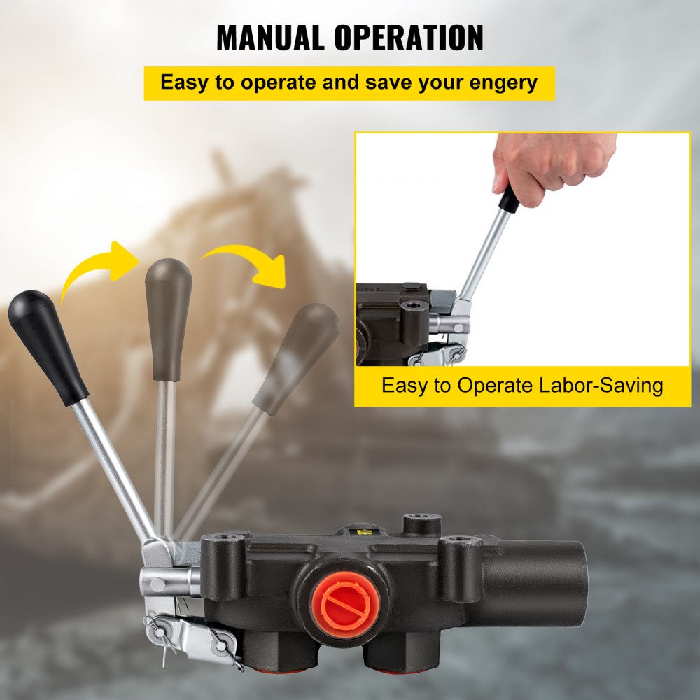 VEVOR Hydraulic Directional Control Valve, Hydraulic 1-Coil Slide Valve, 21 GPM Hydraulic Loader Valve, 3625 PSI Directional Control Valve, Hydraulic Valves & Controls for Tractors, Loader Tanks