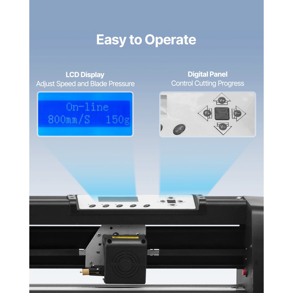 VEVOR Máquina Cortadora de Vinilo de 1350 mm, Plotter de Corte de Vinilo con Control Digital, Memoria 128K-2M Vinilo Cortador Letrero, Corte Plotter Impresora Sublimación, Plotter de Impresión