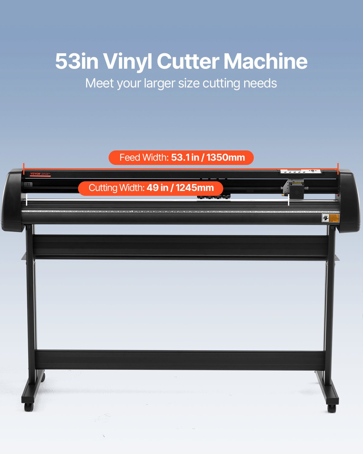 VEVOR Máquina Cortadora de Vinilo de 1350 mm, Plotter de Corte de Vinilo con Control Digital, Memoria 128K-2M Vinilo Cortador Letrero, Corte Plotter Impresora Sublimación, Plotter de Impresión