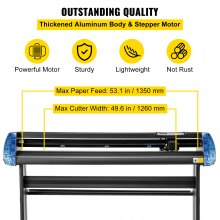 VEVOR Cortadora de Vinilo Máquina Cortadora de Vinilo Corte Máximo 1260 mm Trazador de Vinilo con Alimentación de Papel de 1350 mm con Soporte de Piso Máquina Cortadora de Trazador Velocidad Ajustable