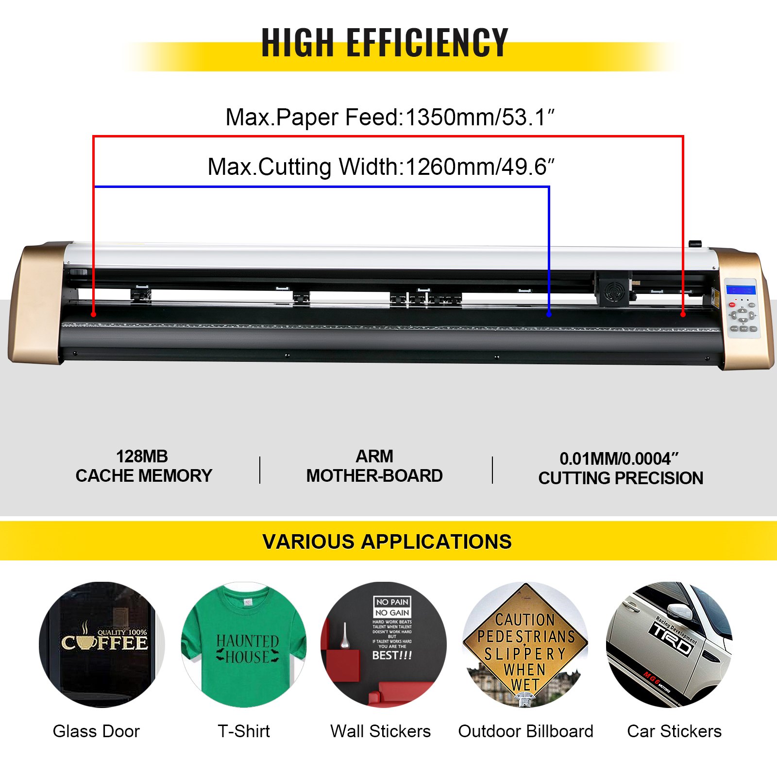 Vevor 1350 Mm Plóter De Corte Vinilo Máquina De Plotter Corte De Contorno 128 Mb