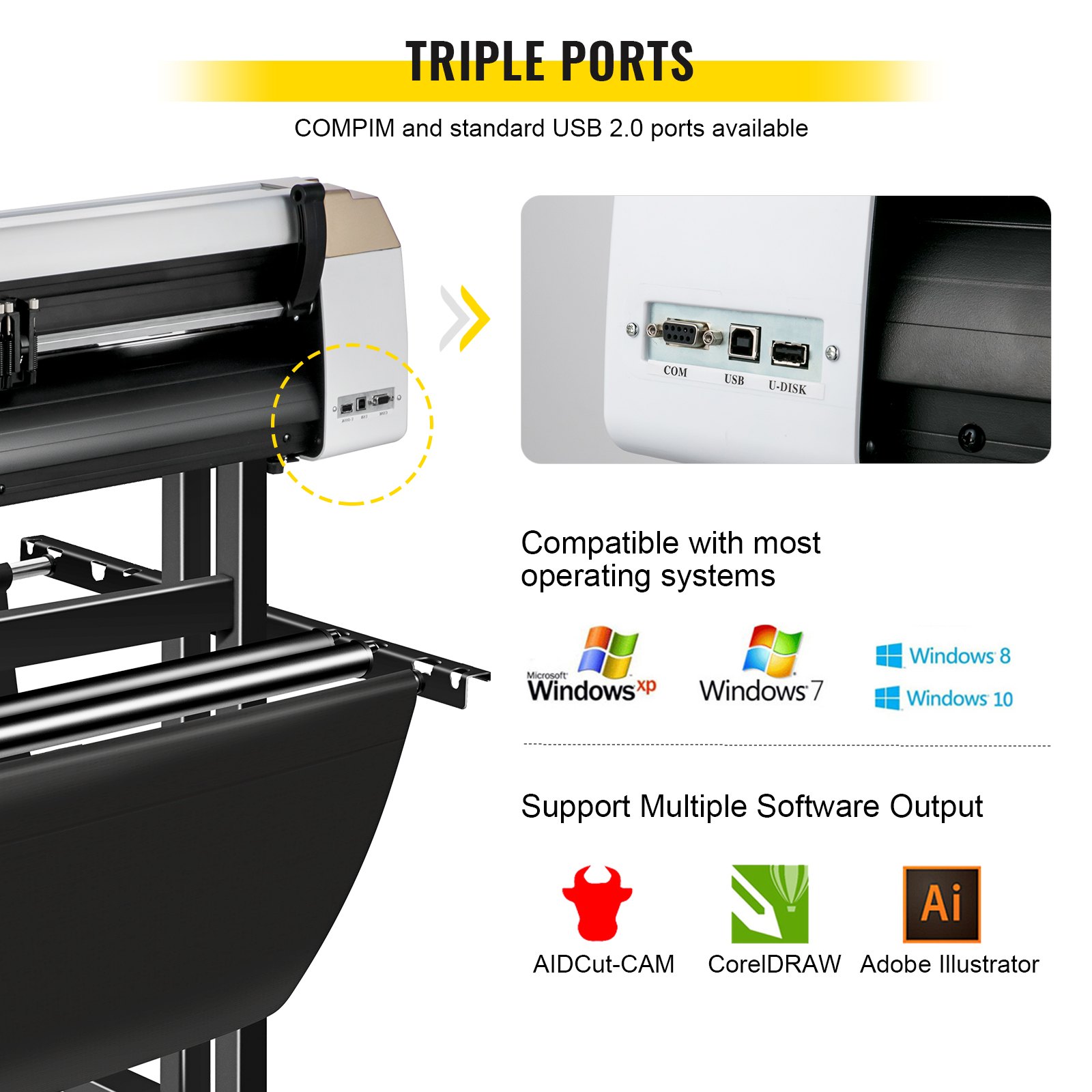 Vevor 720 Mm Plóter De Corte Vinilo Máquina De Plotter Corte De Contorno 128 Mb