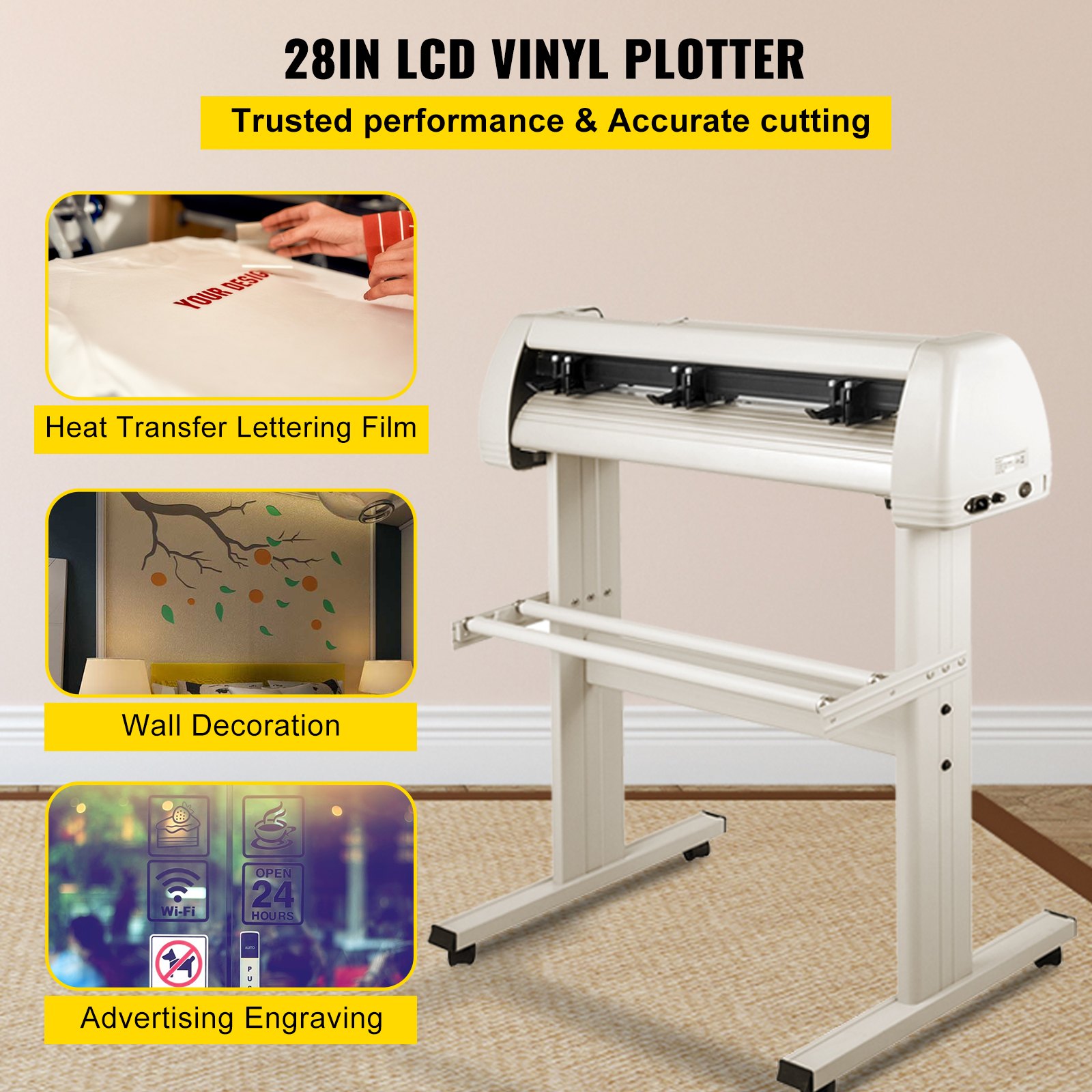 VEVOR Cortador de Vinilo 870mm, Vinilo Plotter Cortador con Cuchillo de Trinchar, Plotter de Corte de Vinilo Blanco