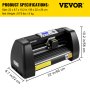 VEVOR Plotter de Corte de Vinilo de 375 mm Cortador de Vinilo Plotter de Impresion AC 90-264 V Plotter de Corte 8 kg Vinilo Cortador Letrero Corte Plotter Impresora Vinilo Impresora Graph-cut y Flexi