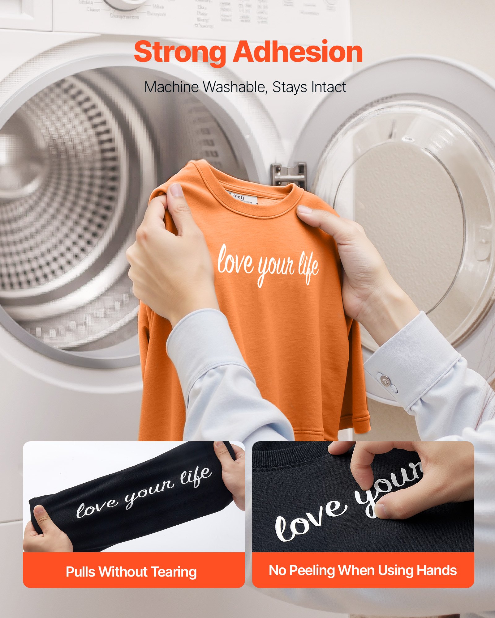 VEVOR Heat Transfer Vinyl, 304.8 x 7260mm, Glossy White HTV Iron on Vinyl Roll, Easy to Cut and Weed, Strong Adhesion, Compatible with Cutting Machines, for Various Materials, T-shirts, Pillows, Hats