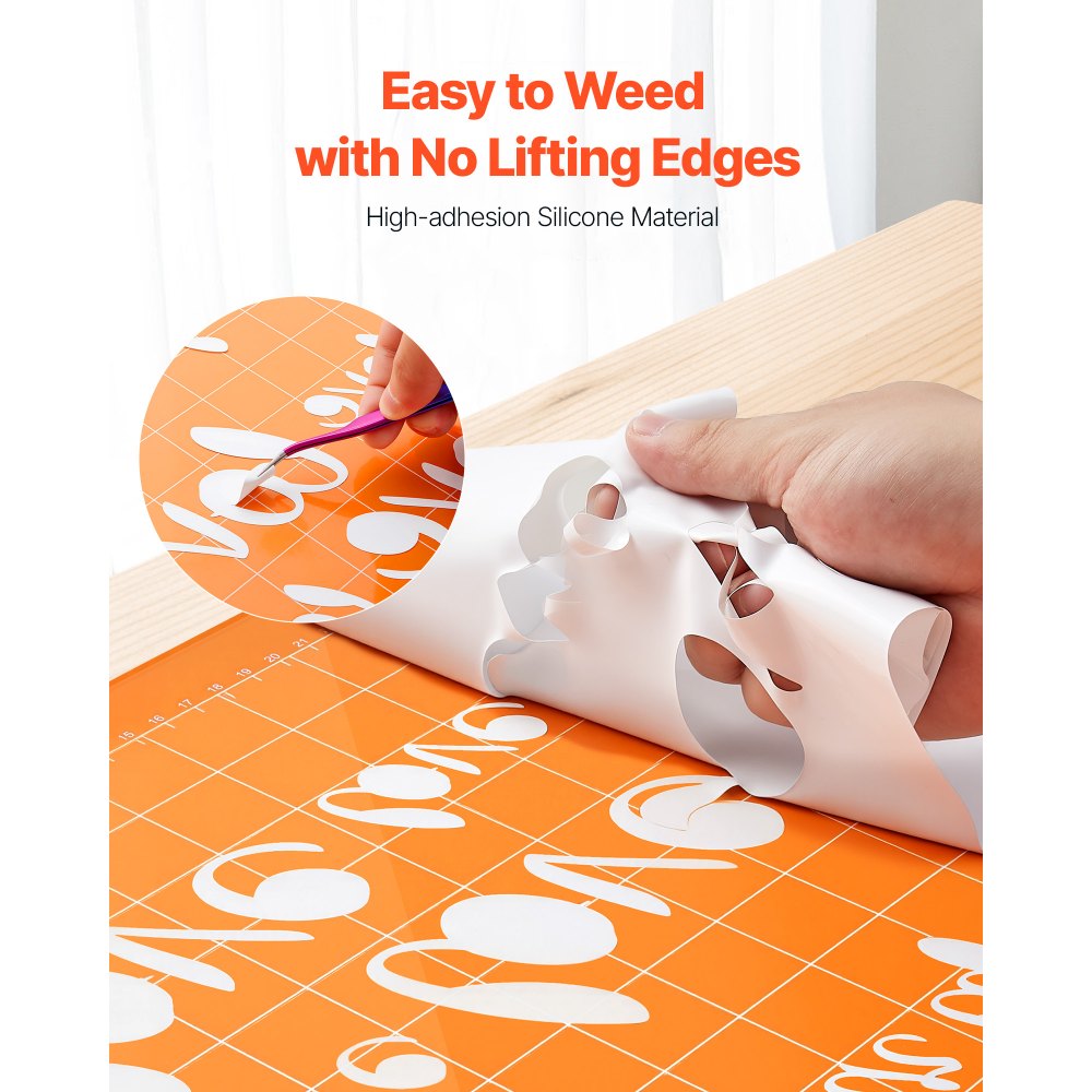 VEVOR Heat Transfer Vinyl, 304.8 x 15240mm, Glossy White HTV Iron on Vinyl Roll, Easy to Cut and Weed, Strong Adhesion, Compatible with Cutting Machines, for Various Materials, T-shirts, Pillows, Hats