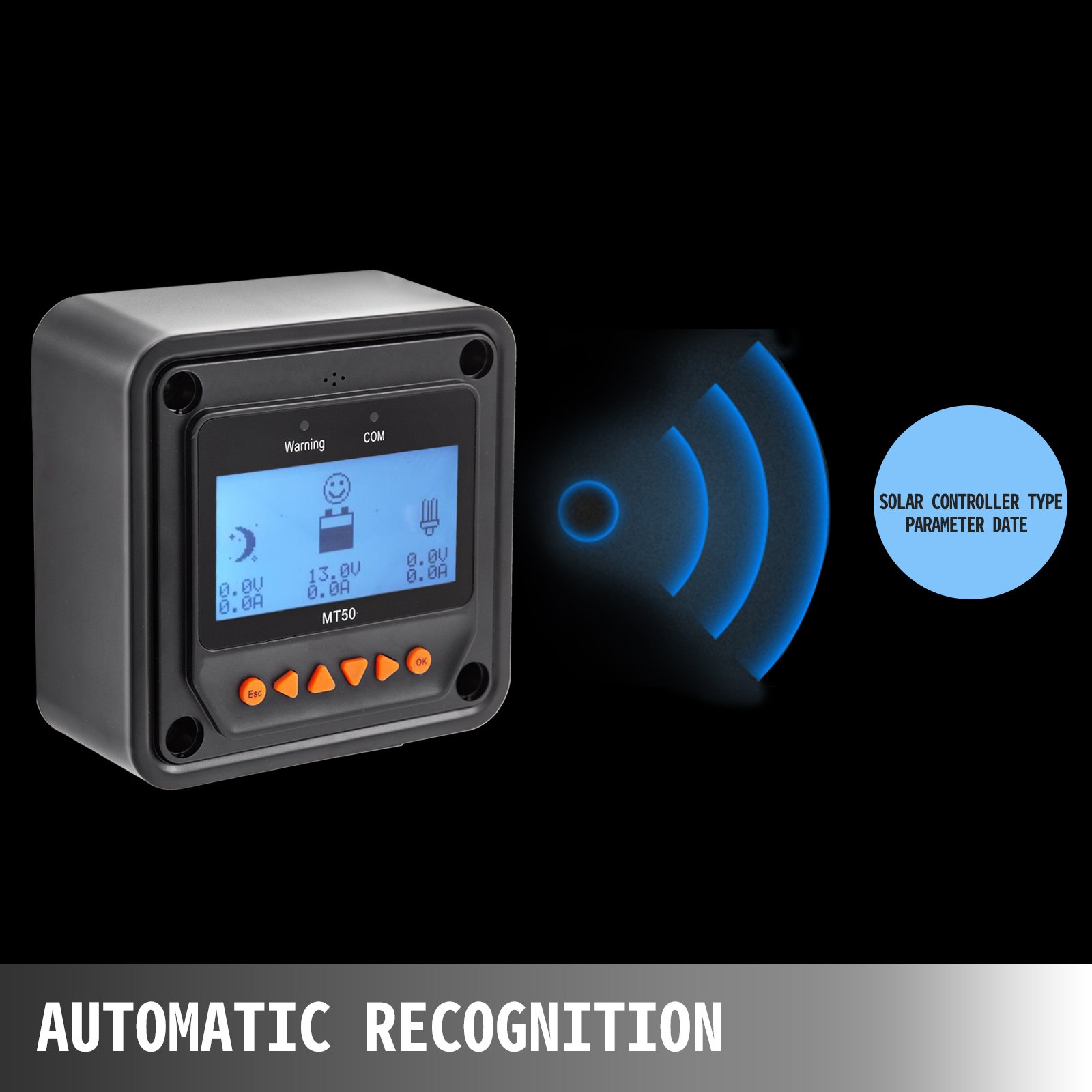 VEVOR Medidor Remoto MT50 de Pantalla LCD, Medidor de Distancia para Regulador de Carga Solar MPPT Regulador Solar, con Tipo de Conector RJ45, con Pantalla LCD, <65 mA, Controlador Panel Solar