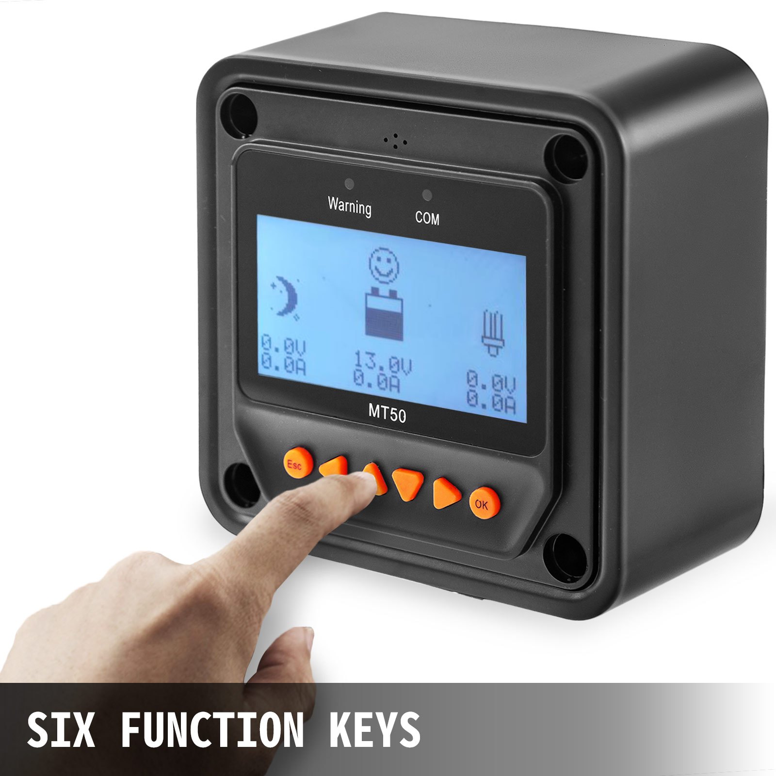 VEVOR Medidor Remoto MT50 de Pantalla LCD, Medidor de Distancia para Regulador de Carga Solar MPPT Regulador Solar, con Tipo de Conector RJ45, con Pantalla LCD, <65 mA, Controlador Panel Solar