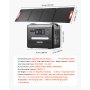 VEVOR Estación de Energía Portátil 2160 Wh y 2400 W, Panel Solar Plegable de 200 W para Camping y Autocaravanas, 10 Puertos de Salida, con 5 Niveles de Potencia Seleccionables de 300 W a 1100 W