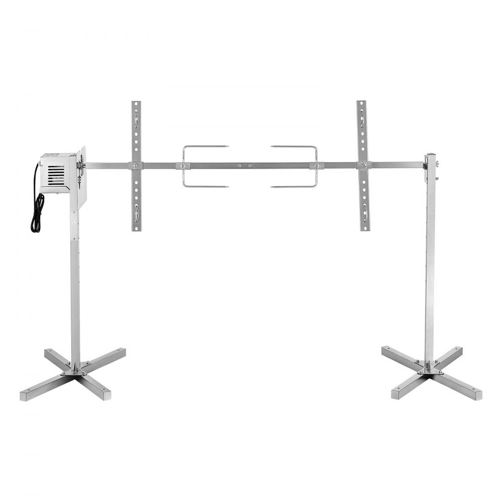 VEVOR Asador Giratorio Eléctrico 8 Niveles de Altura, Capacidad de Carga de 60 kg, Longitud de 1321 mm, Acabado en Acero Inoxidable, Rotación Suave de 360°, Parrilla para Fiesta, Acampada, Barbacoa