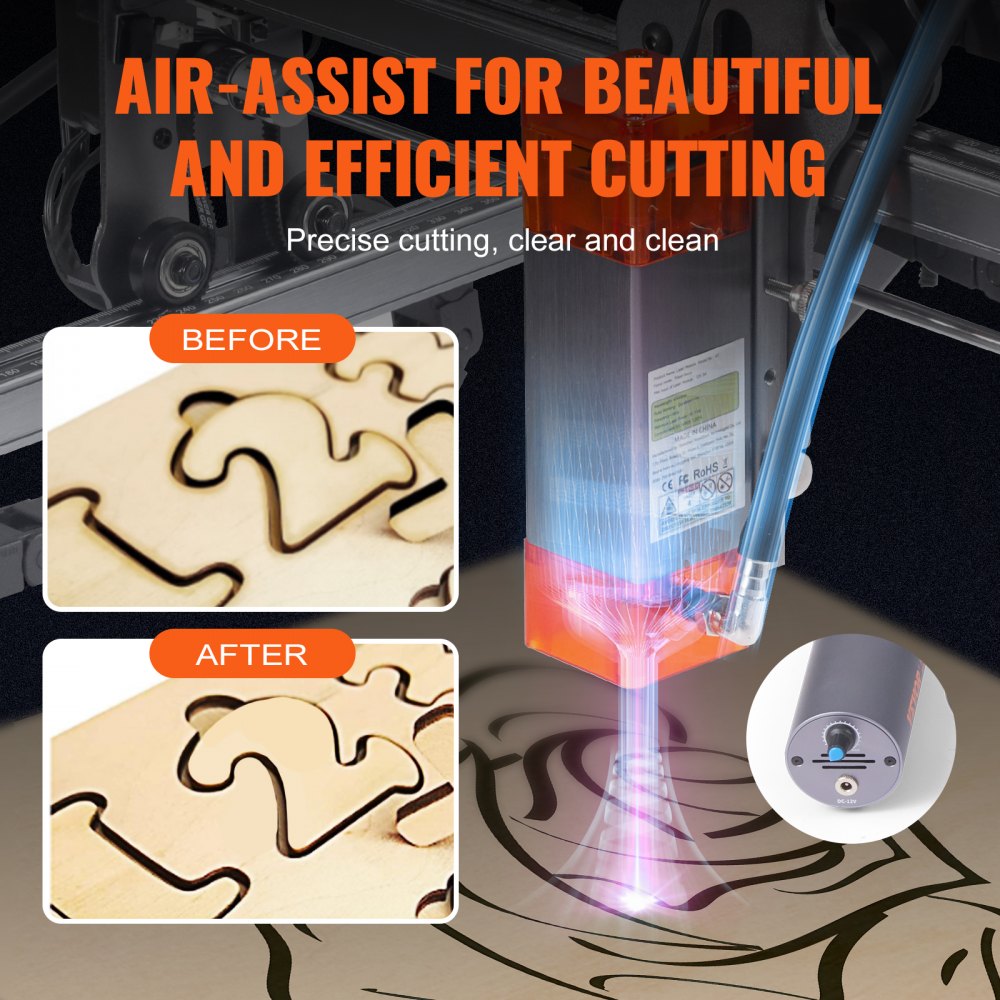 VEVOR Laser Engraving Machine 10W Engraving Device 40x40cm Working Area Laser Engraving 455±5nm Blue Light Laser 10,000mm/min USB Connection Compatible with LightBurn & LaserGRBL for Wood Plastic Acrylic Leather etc.