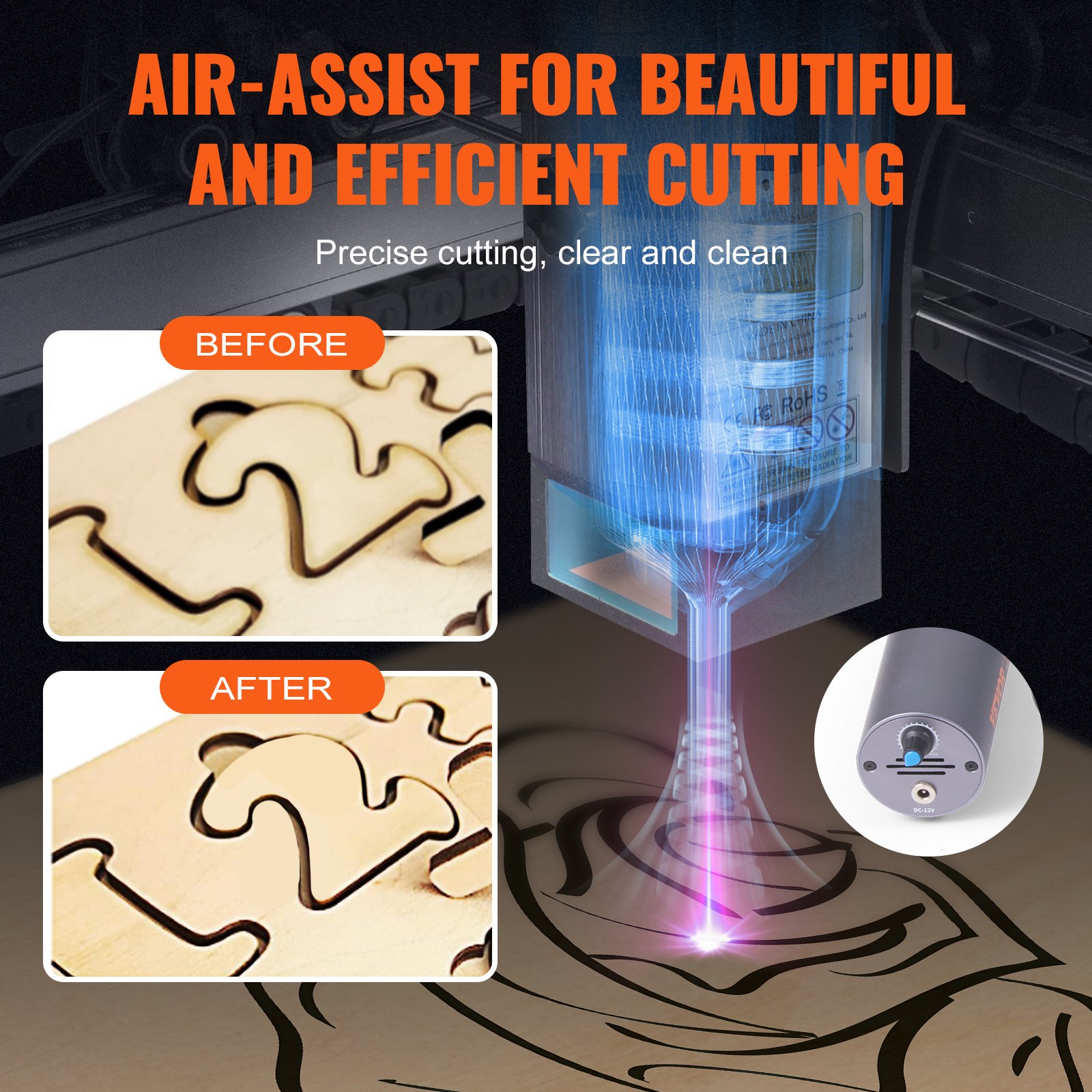 VEVOR Laser Engraving Machine 20W Engraving Device 40x40cm Engraving Area Laser Engraving 455±5nm Blue Light Laser 10,000mm/min Compatible with LightBurn & LaserGRBL for Wood Plastic Acrylic Leather Stainless Steel