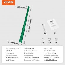 VEVOR 4 PCS Poste de Señal de Hierro Fundido de Alta Resistencia 2,44 m, Verde