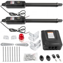 VEVOR Abridor Automático de Puerta Batiente Doble Largo de 5,5 m Abridor de Puerta Automátio 399,2 kg con Control Remoto Empujar/Tirar Para Abrir Abridor de Puerta Batiente Doble 16 mm/s