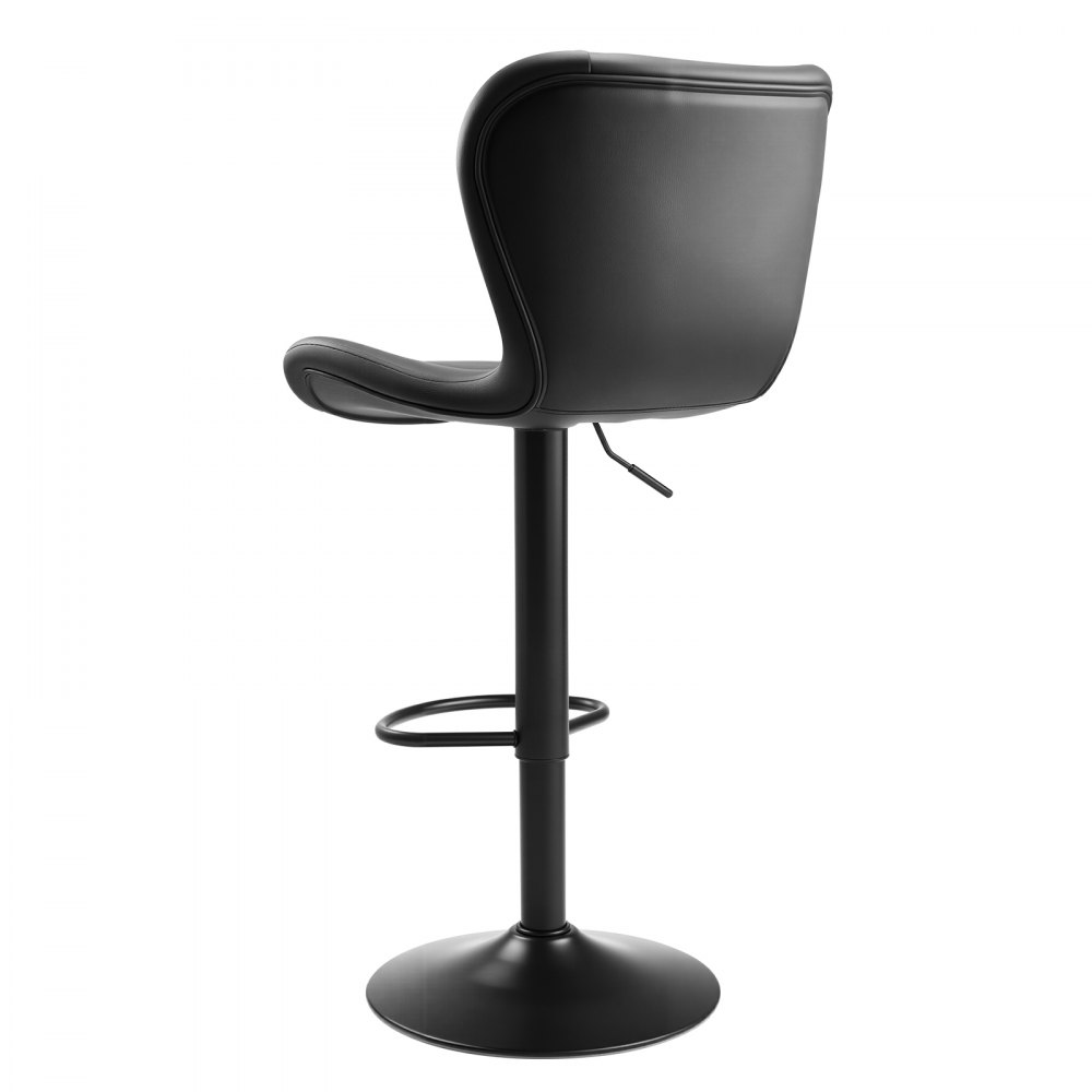 VEVOR Taburete de Bar Modernos de Piel Sintética con Altura de Mostrador, con Respaldo y Reposapiés, Altura Ajustable, para Cocina y Comedor, Carga 149,7 kg, Negro, 470 x 535 x 890/1100 mm, 2 uds