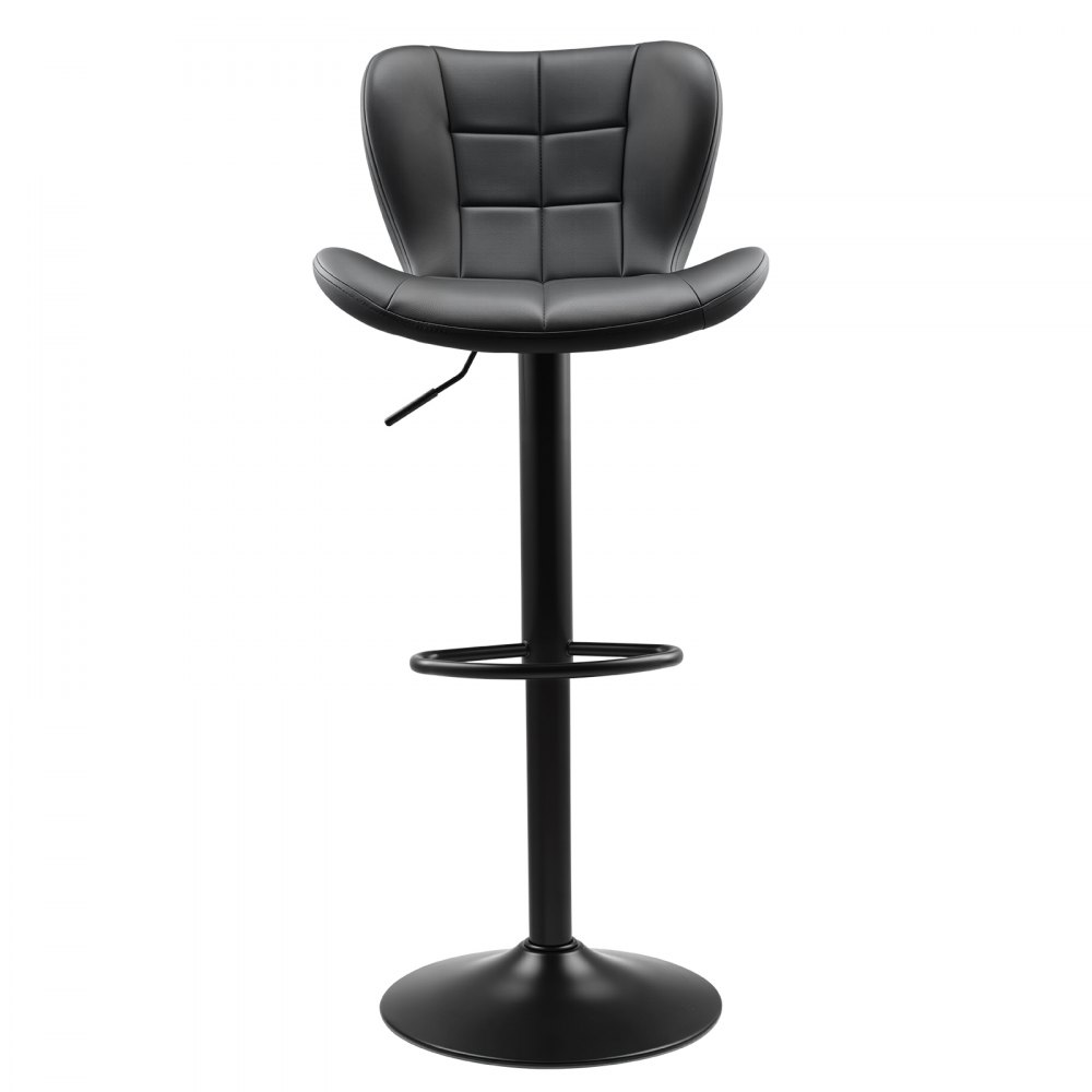 VEVOR Taburete de Bar Modernos de Piel Sintética con Altura de Mostrador, con Respaldo y Reposapiés, Altura Ajustable, para Cocina y Comedor, Carga 149,7 kg, Negro, 470 x 535 x 890/1100 mm, 2 uds