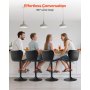 VEVOR Juego de 4 Taburetes de Bar Modernos de Piel Sintética, con Rotación de 360°, Respaldo y Reposapiés, Altura Ajustable, Carga de 149,7 kg, para Comedor, Color Negro, 470 x 535 x 890/1100 mm