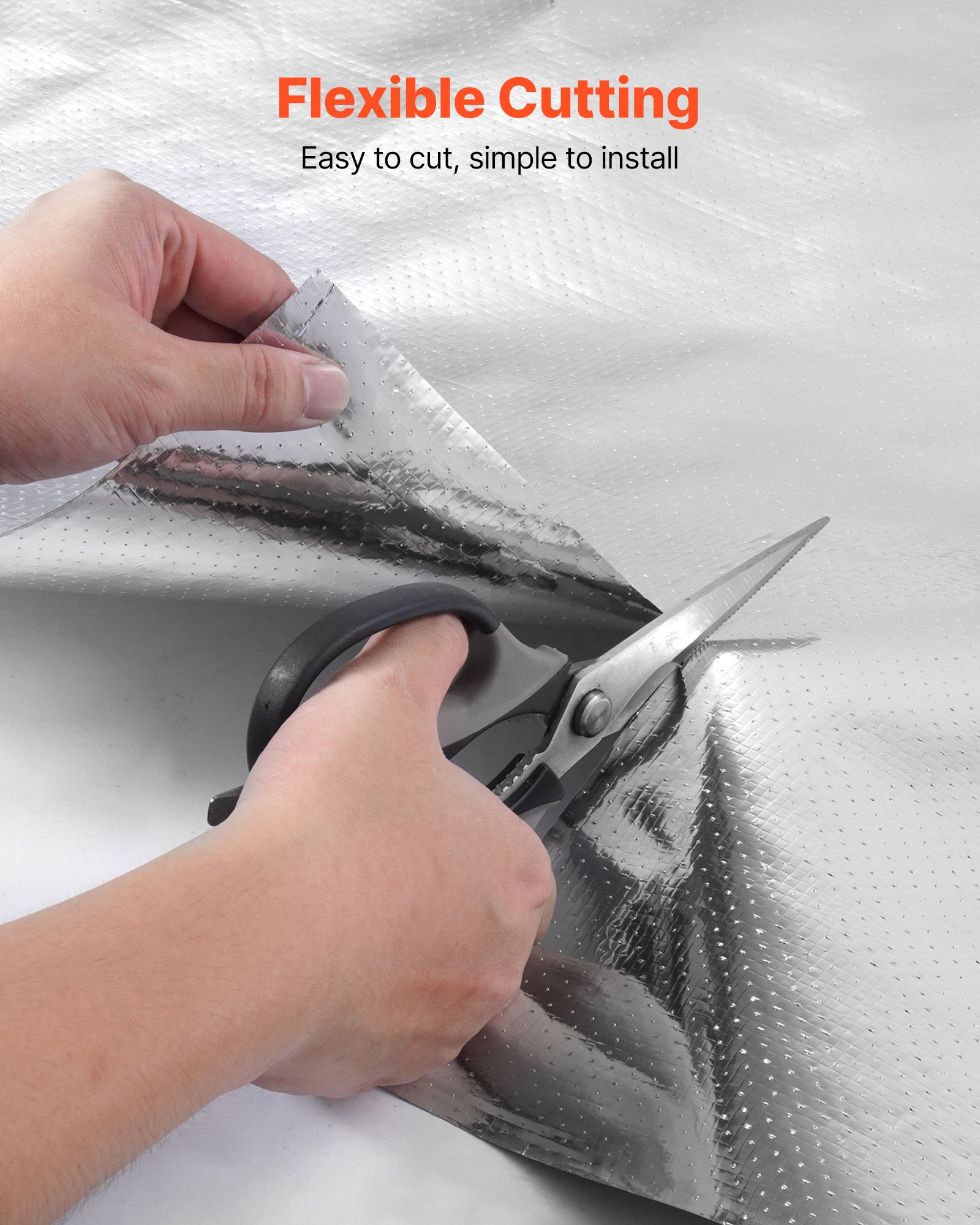 VEVOR Double Reflective Insulation Roll, Perforated Woven Fabric Radiant Barrier, 0.15mm 76.2m x 1.22m, Double-Sided Aluminum Foil Heat Reflective Shield, Thermal Insulation Roll for Window RV Roof