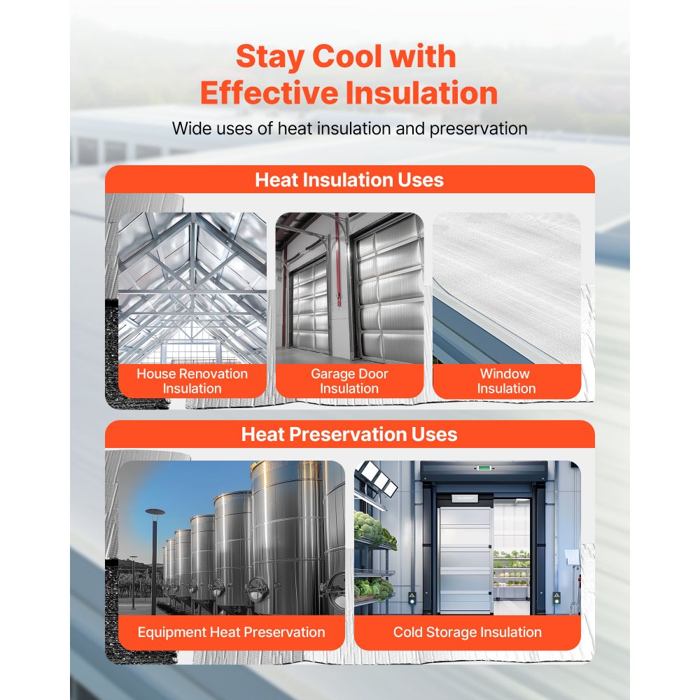 VEVOR Double Reflective Insulation Sheet, 16PCS Double-Sided Aluminum Foil Radiant Barrier, 6mm 1.22 m x 0.61 m, Dual-Layer Air Bubble Heat Reflective Shield, Thermal Insulation Rolls