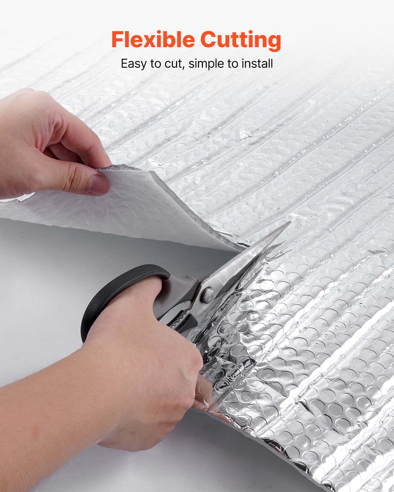 VEVOR Rollo de Aislamiento Reflectante de Doble Capa con Burbujas de Aire, 30,48 x 1,22 m x 6 mm, Papel de Aluminio Película de PE Blanca, a Puertas de Garaje, Ventanas y Techos de Autocaravanas