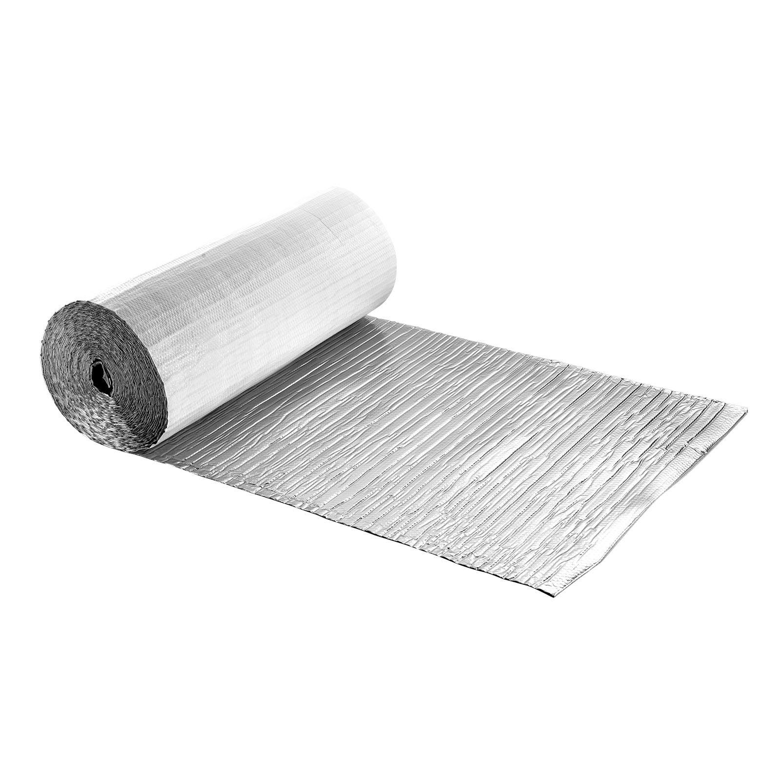 VEVOR Rollo de Aislamiento Reflectante de Doble Capa con Burbujas de Aire, 30,48 x 1,22 m x 6 mm, Papel de Aluminio Película de PE Blanca, a Puertas de Garaje, Ventanas y Techos de Autocaravanas