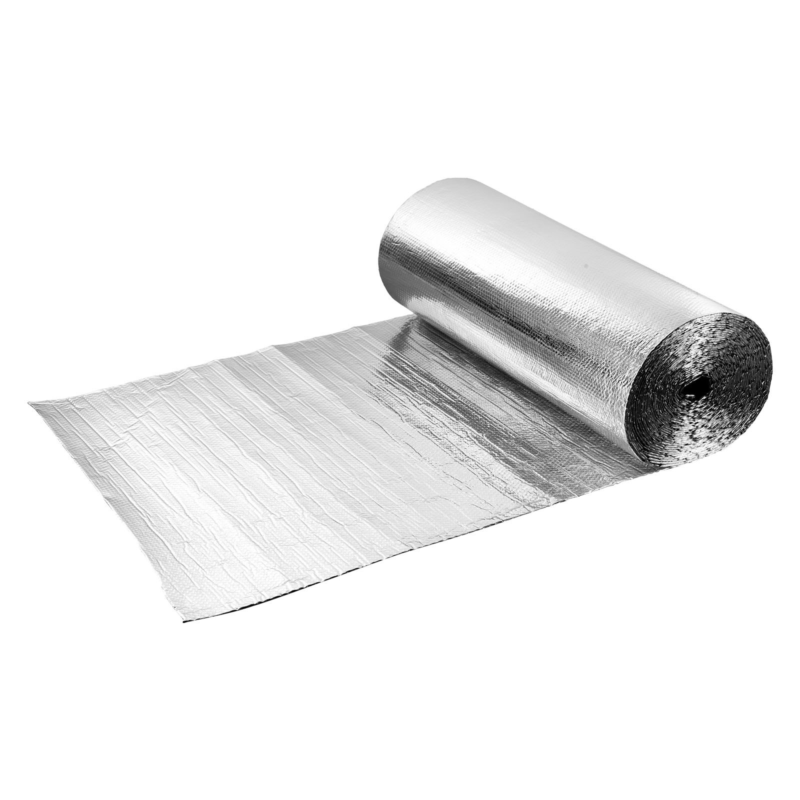VEVOR Rollo de Aislamiento Reflectante Doble, Aluminio, 30,48 x 1,22 m x 6 mm, Escudo Reflectante de Calor con Burbujas de Aire Doble Capa, a Puertas Garaje, Ventanas y Techos de Autocaravanas