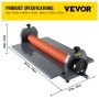 Máquina laminadora en frío VEVOR con dimensiones 10,2 pulgadas x 46,9 pulgadas x 16,5 pulgadas mostrada.