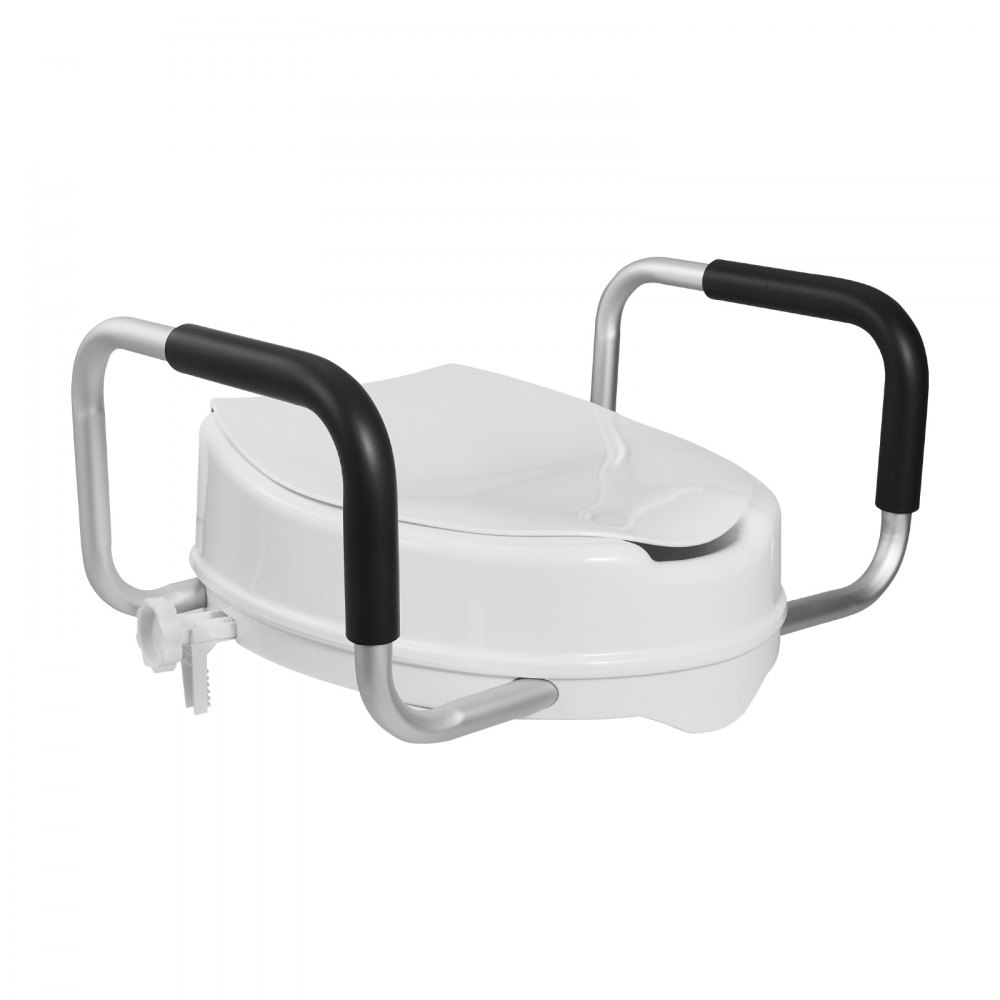 VEVOR Elevador de Inodoro, con Capacidad de Carga 136 kg y Altura de Elevación de 101,6 mm, Tapa y Asas Acolchadas para Personas Mayores y Embarazadas, Resistente al Desgaste, 518 x 410 x 255 mm