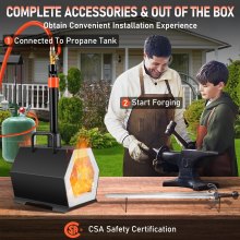 VEVOR Forja de Propano de Gas 250 x 215 x 190 mm Forja de Cuchillos de Propano Horno de Forja Hexágono con 1 Quemador, Alta Compatibilidad, Impresionante Aislamiento y Protección para Herreros
