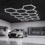 VEVOR Lámpara de Techo LED Hexagonal 456 W 54.720 lm 6500 K 14 Rejillas, Material de PC, Iluminación Brillante y Uniforme, 2 Opciones de Instalación, para Garaje, Almacén, Taller, Tienda, Gimnasio