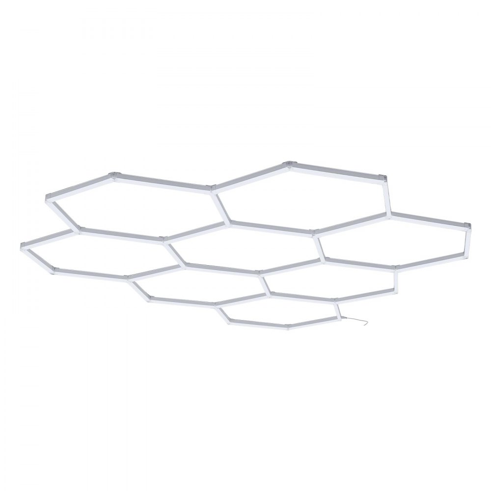 VEVOR Lámpara de Techo LED Hexagonal 248 W 29.760 lm 6500 K 8 Rejillas, Material de PC, Iluminación Brillante y Uniforme, 2 Opciones de Instalación, para Garaje, Almacén, Taller, Tienda, Gimnasio