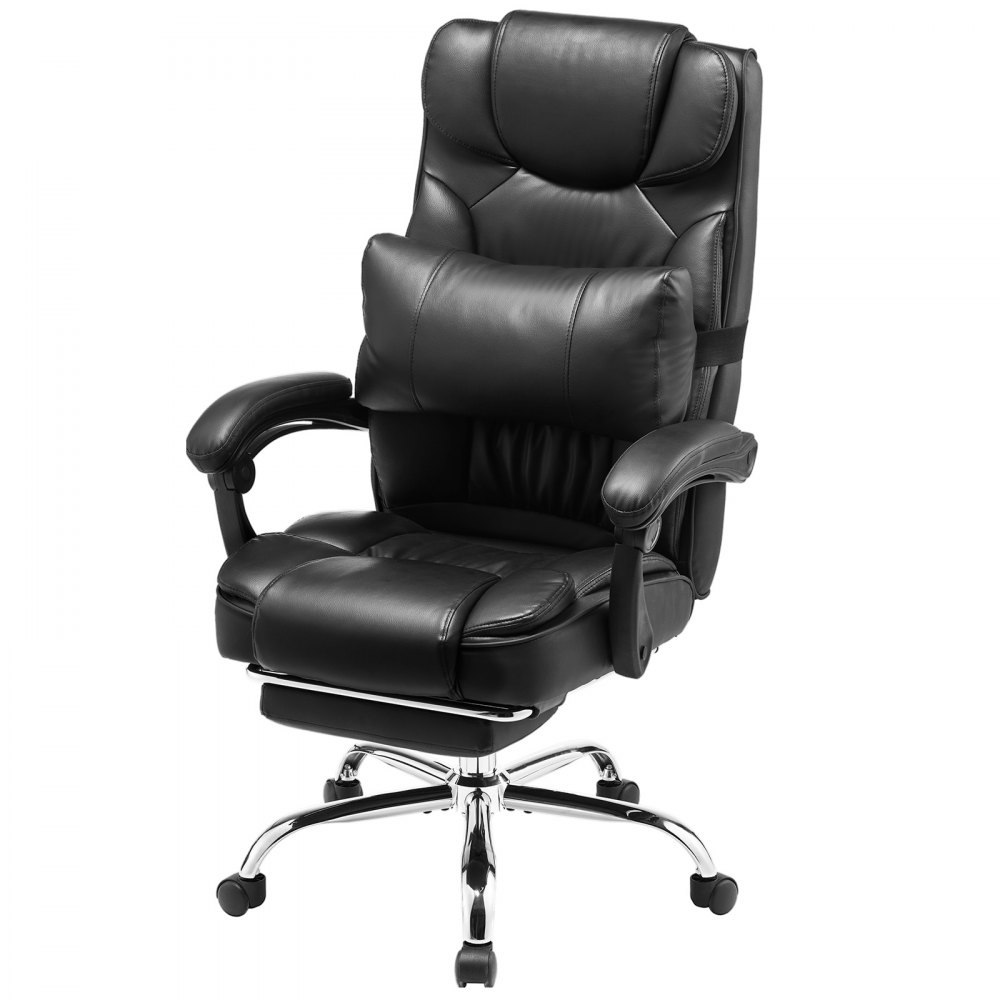 VEVOR Executive Office Chair Swivel Chair with High Backrest, Footrest & Lumbar Cushion, Ergonomic Desk Chair with 135° Tilt and Adjustable Height, for Work, Study, Gaming