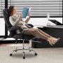 VEVOR Silla de Oficina con Respaldo Alto Reposapiés Almohada Lumbar Silla de Escritorio Ergonómica Reclinable a 135° Altura Ajustable Silla Giratoria de Cuero PU para Trabajar, Estudiar, Jugar, Negro