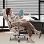VEVOR Executive Office Chair, Swivel Chair with High Backrest, Removable Armrests & Footrest, Desk Chair with High-Resilient Foam Cushion for Home Office, Gaming, Brown