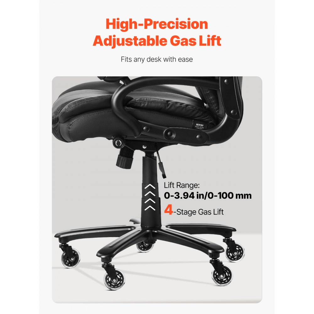 VEVOR Executive Office Chair Swivel Chair with High Backrest & Lumbar Support (Rotary Knob), Ergonomic Desk Chair with Adjustable Tilt & Height for Work, Study, Gaming