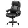 VEVOR Silla de Ejecutiva con Respaldo Alto Soporte Lumbar Control de Perilla Silla de Oficina con Inclinación Altura Ajustable Silla Giratoria de Cuero PU para Trabajar, Estudiar, Jugar, Negro