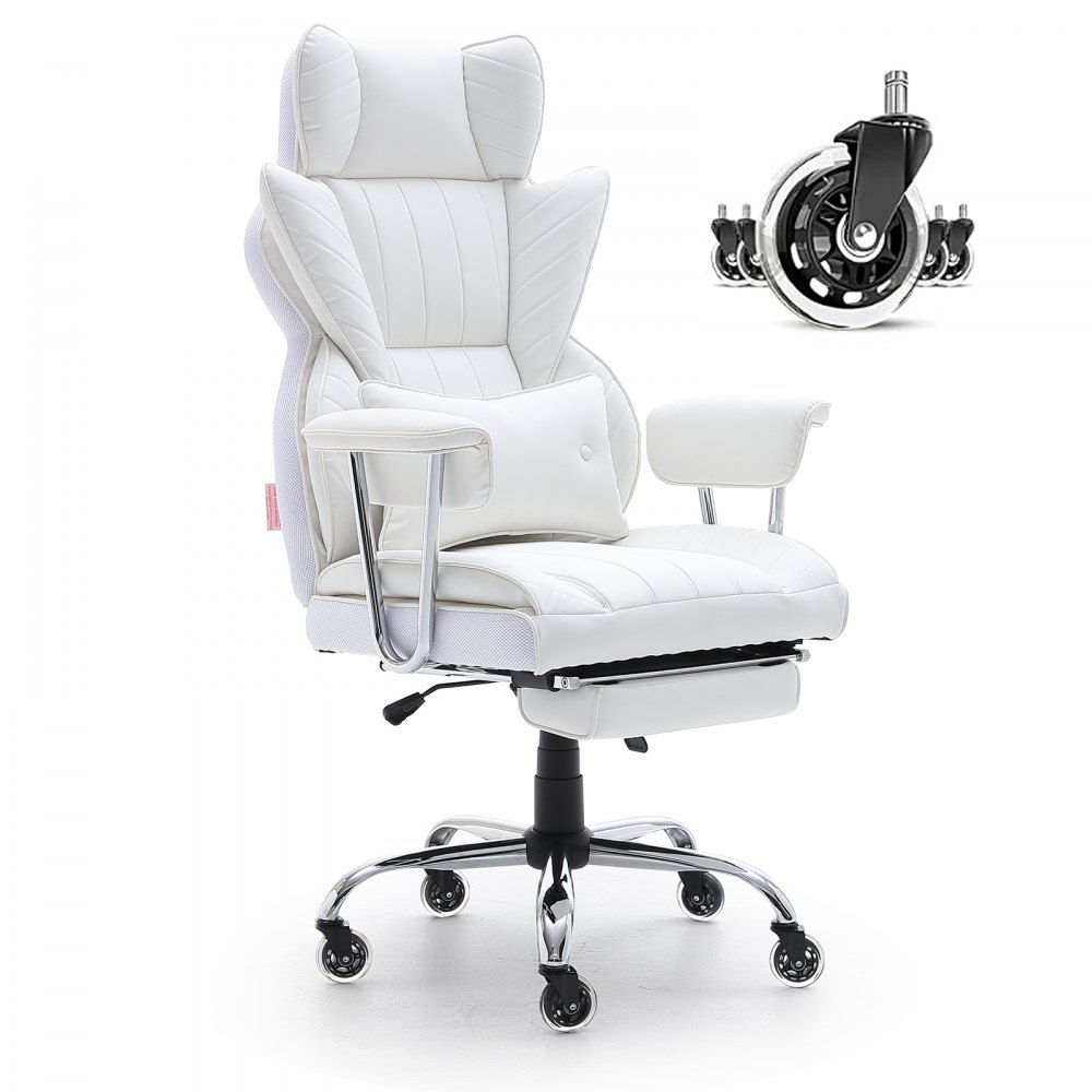 Silla de oficina de respaldo alto con soporte lumbar, silla de oficina  ejecutiva de piel sintética, sillas ergonómicas giratorias para computadora  con