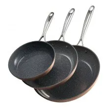 VEVOR Juego de 3 Sartenes de Aluminio de 200 270 y 300 mm Mango Gris Sazonado