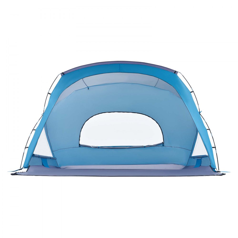 VEVOR Tienda de Playa para 6 Personas 285 x 175 x 184 cm, Carpa de Refugio de Sol Protección UPF 50+, Carpa Portátil de Playa con Bolsa de Transporte y Bolsillos para Arena, para Picnics, Azul