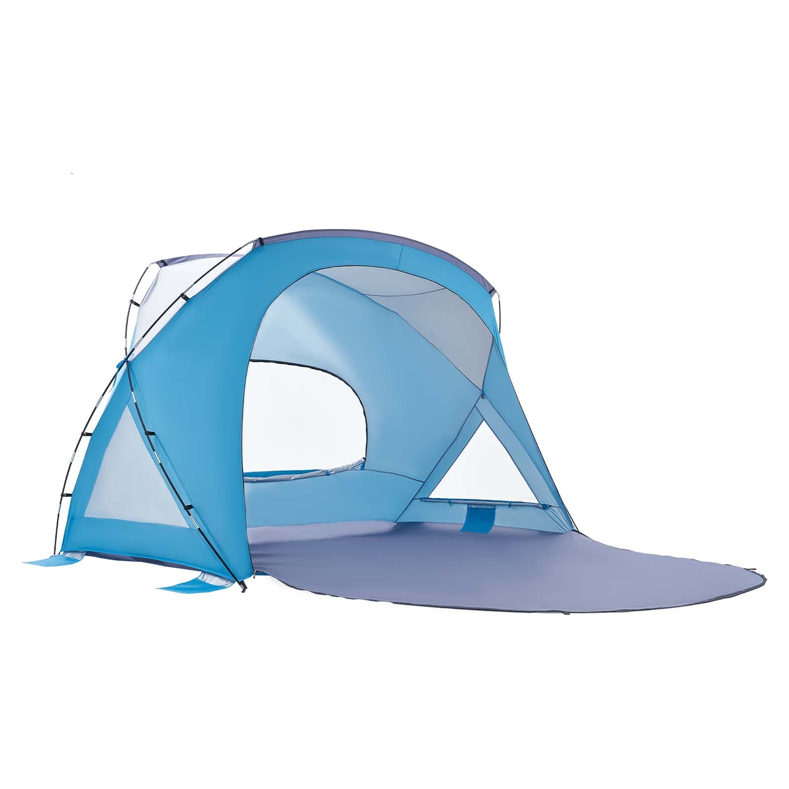 VEVOR Tienda de Playa para 6 Personas 285 x 175 x 184 cm, Carpa de Refugio de Sol Protección UPF 50+, Carpa Portátil de Playa con Bolsa de Transporte y Bolsillos para Arena, para Picnics, Azul