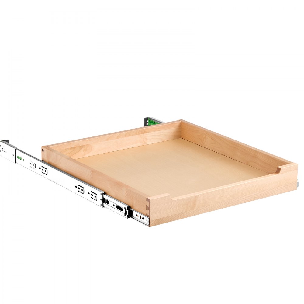 VEVOR Extendable Cabinet Organizer Drawer Shelf (508 x 533 x 76 mm) with Soft-Close Mechanism, Wooden Sliding Drawer, Bottom and Side Mounting, for Kitchen, Pantry, Bathroom