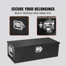 VEVOR Caja de herramientas de aluminio para camión, 76,2 x 33 x 24,4 cm caja volcadora con cerradura con llaves y asas laterales para almacenamiento de contenedores de basura de coche, caravana, Negro