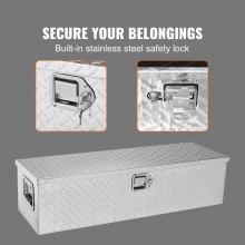 VEVOR Caja de herramientas de aluminio para camión, 99 x 33 x 25,4 cm, caja volcadora con cerradura con llaves y asas laterales para almacenamiento de contenedores de coche, autocaravana, remolque